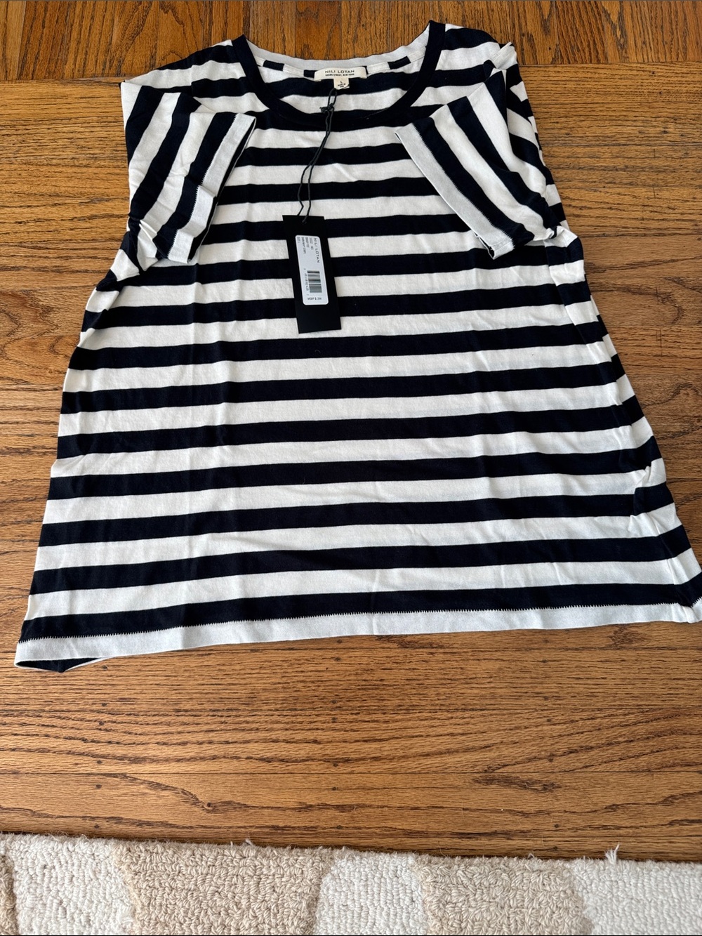 Nili Lotan brand new with tags Striped Short Sleeve Tee - Navy and White